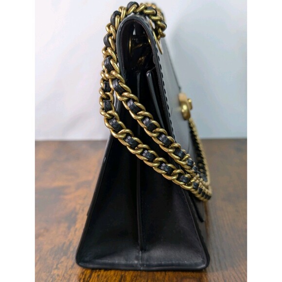 Authentic Coach Parker Shoulder Bag Black Leather Gold toned Chain Strap - Picture 15 of 16